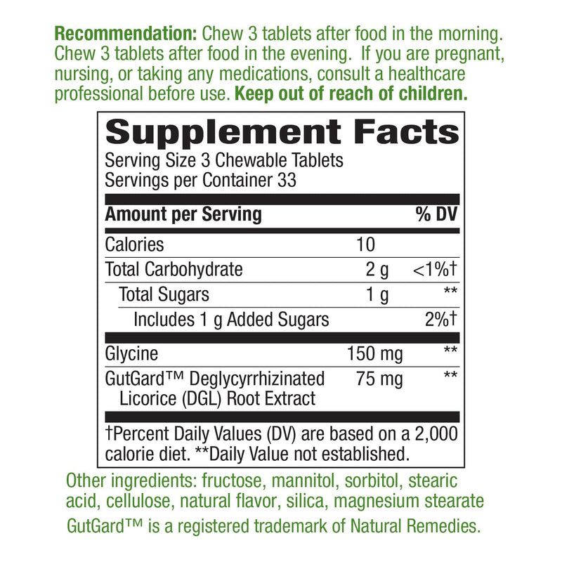 [Australia] - Nature's Way DGL Chewable Tablet - Digestive Support & Relief* - Deglycyrrhizinated Licorice Extract - Gluten, Soy & Dairy Free - 100 Chewables 