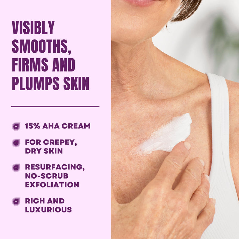 AmLactin Crepe Firming Body Cream, 15% Lactic Acid, 12 oz | 15% lactic acid body cream exfoliates, moisturizes and helps improve the look of crepey skin for firmer-looking texture. Skin Care Agent