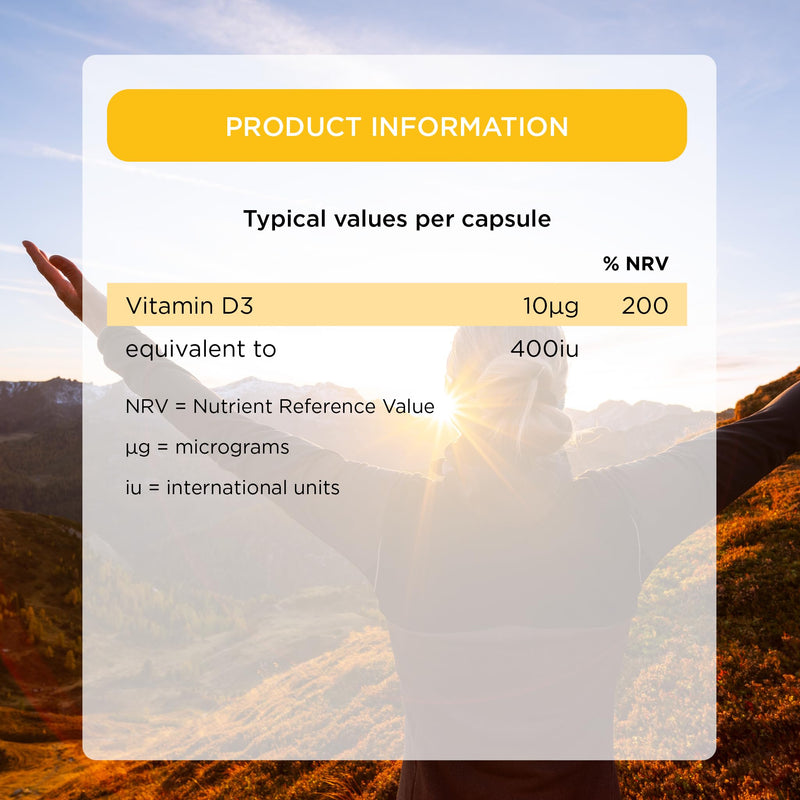 Healthspan Vitamin D3 400iu (8 Months' Supply) | Support Your Immune Health & Promotes Healthy Bones, Teeth & Muscles | Vegetarian