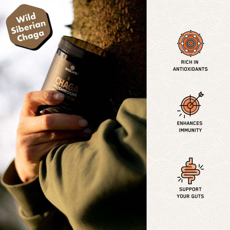 ● Premium Siberian Chaga Mushroom Extract Powder ● 10% Beta-D-Glucans ● 10:1 Concentrate ● No Fillers & Additives ● 30g ● 1 Month Supply