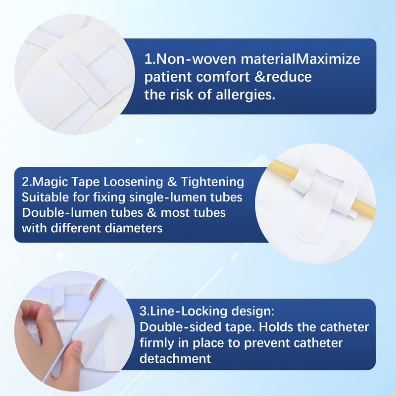 [Australia] - Foley Catheter Stabilization Device, Self Adhesive Catheter Tube Urinary Leg Bag Holder Sticker, Catheter Supplies for PEG/G/Feeding Tube Holder Accessories, Pack of 10 White 10 Pack 