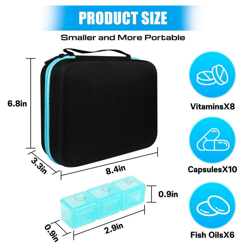 Monthly Travel Pill Organizer 3 Times A Day Medication Organizer | Portable Hard Shell Medicine Pill Organizer with 31-Day Compartments Organize Vitamin and Calcium Tablets and Fish Oil