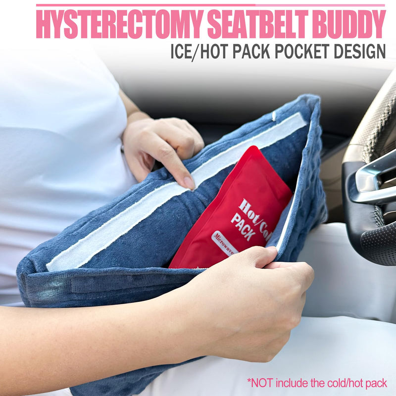 [Australia] - Hysterectomy Pillows with Ice/Hot Pocket for Abdominal Surgery, Hysterectomy Recovery Must Have Gifts, Tummy Tuck Stomach Padding, Minky Dot Denim Blue 