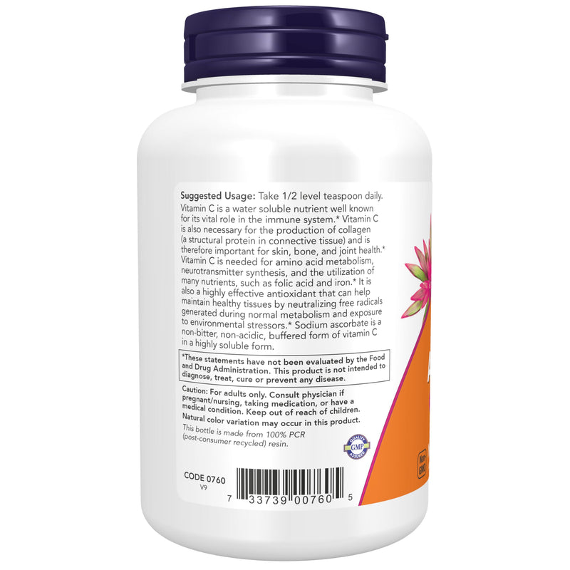 NOW Supplements, Sodium Ascorbate Powder, Buffered, Antioxidant Protection*, 8-Ounce Unflavored 8 Ounce Powder