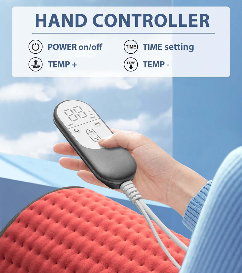 [Australia] - Heating pad for Back, Neck, Shoulder, Cramps and Leg Pain Relief, Heat pads Christmas Gifts for Women, Men, Mom, Dad, Auto-Off,Machine Washable,Moist Dry Heat Options,Extra Large 12"x24" Orange 12*24 Inch 