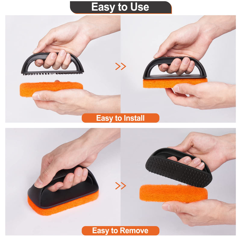 [Australia] - SHINESTAR 11-Piece Griddle Scouring Pad for Blackstone, Flat Top Grill Cleaner - 10 Grill Scrubber Pads and 1 Handle Scrubber Pad 
