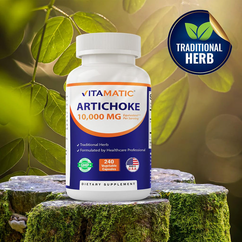 [Australia] - Vitamatic Artichoke Extract Vegetable Capsules 1000mg 240 Count - 10:1 Extract 1000 mg - Non-GMO, Gluten Free Supplement - Made in The USA 