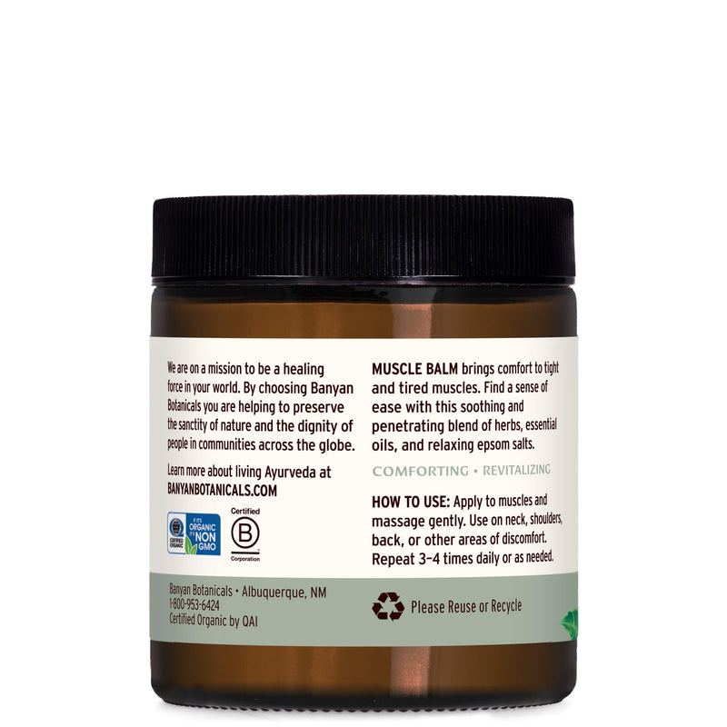 [Australia] - Banyan Botanicals Muscle Balm – Organic Muscle Massage Balm with Ashwagandha Root & Epsom Salt – Supports Healthy Circulation & Soothes Tired Muscles – 4oz – Non GMO Sustainably Sourced Petroleum Free 