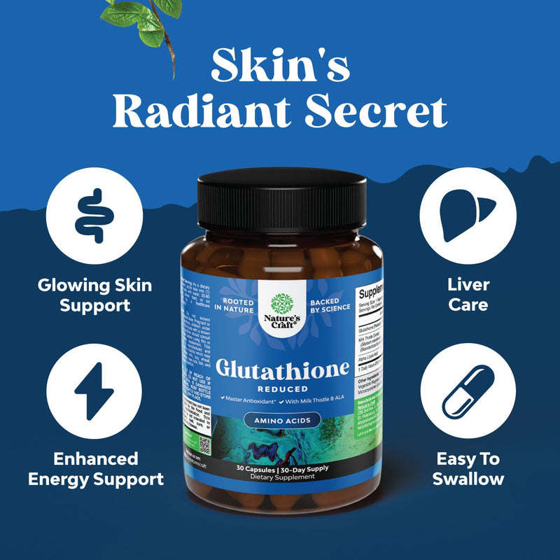 [Australia] - Reduced Glutathione Supplement with Milk Thistle - 500 mg per Serving Pure L Glutathione with Alpha Lipoic Acid & Milk Thistle Silymarin for Skin Radiance, Liver Support & Immune Support - 30 Count 500mg 30 Count (Pack of 1) 