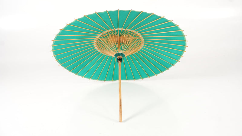 Asian Home Rainproof Handmade Japanese Oiled Paper Umbrella Parasol 41.7inch Pale Green
