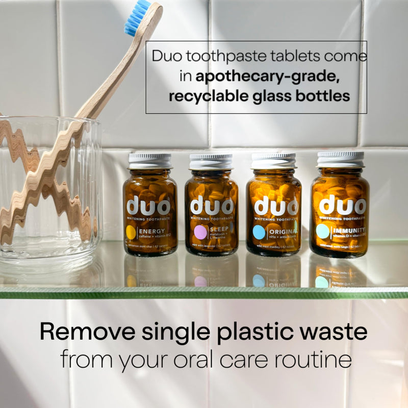 [Australia] - Duo Toothpaste Tablets | Nano-Hydroxyapatite (nHa) Natural Whitening, Remineralize, Reduce Sensitivity | Sustainable & Plastic Free | Dentist Created | Wild Mint Medley - 1 Bottle / 62 Tablets Original 62 Count (Pack of 1) 
