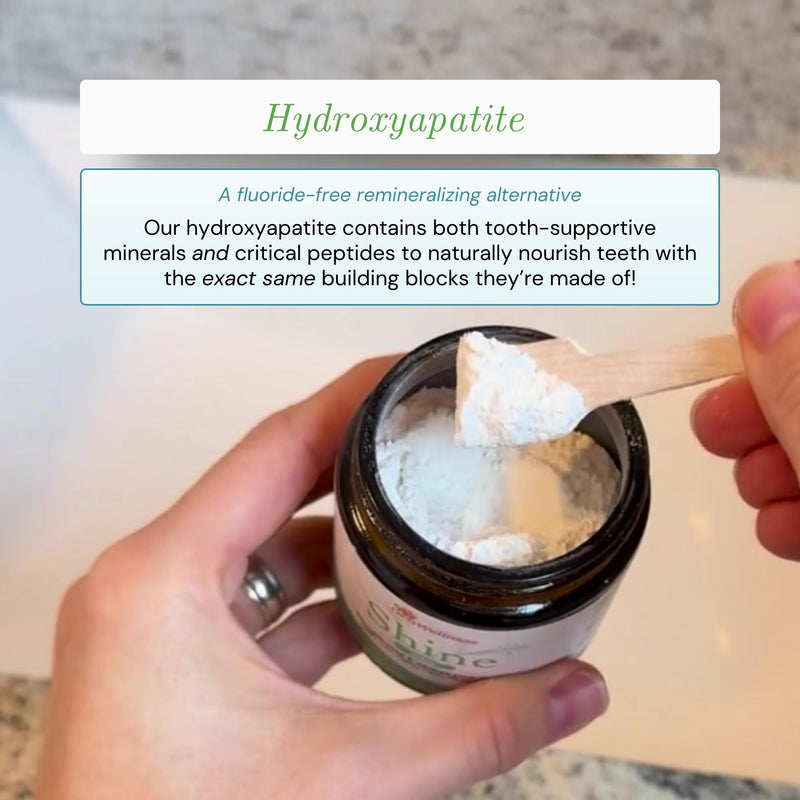 OraWellness Shine Remineralizing Tooth Powder with Hydroxyapatite, Mint | Fluoride Free, Made in the USA, Natural Teeth Whitening Powder with Microcrystalline Hydroxyapatite, Helps Remove Stains