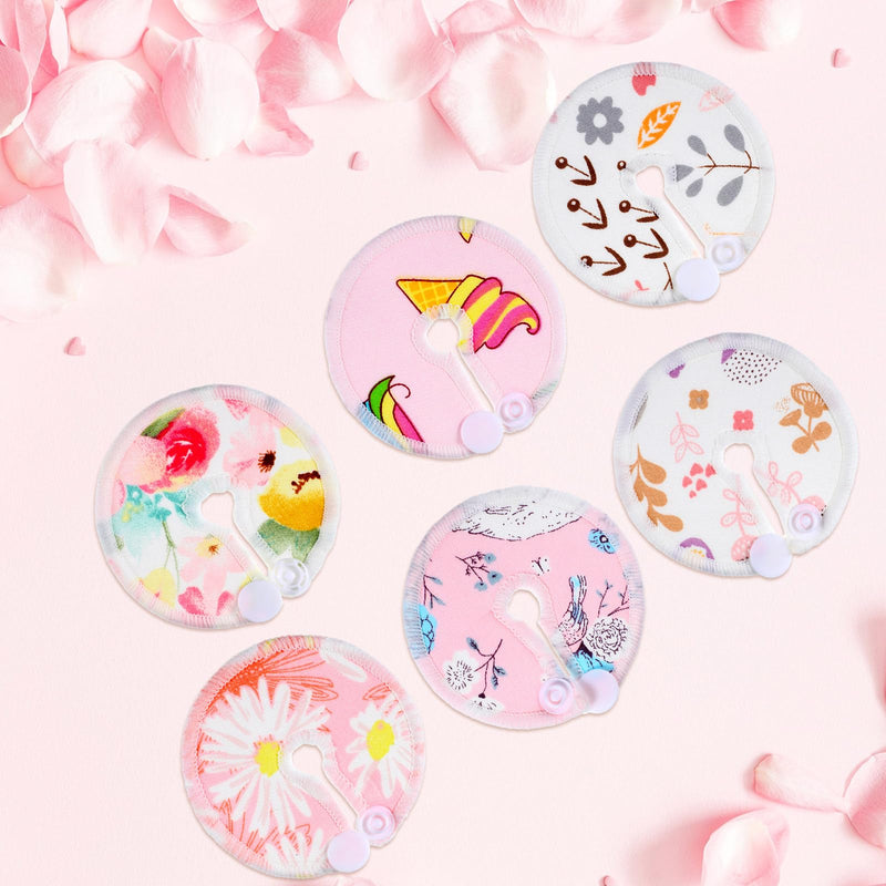 [Australia] - 24 Pieces G Tube Covers Reusable Feeding Button Pads Soft G Tube Button Pads Washable J Tube Covers Nursing Breast Pads for Kid Baby Breastfeeding Care Supplies(Floral) Floral 