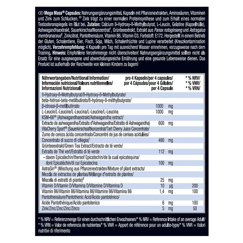 Weider Mega Mass Capsules - 120 caps