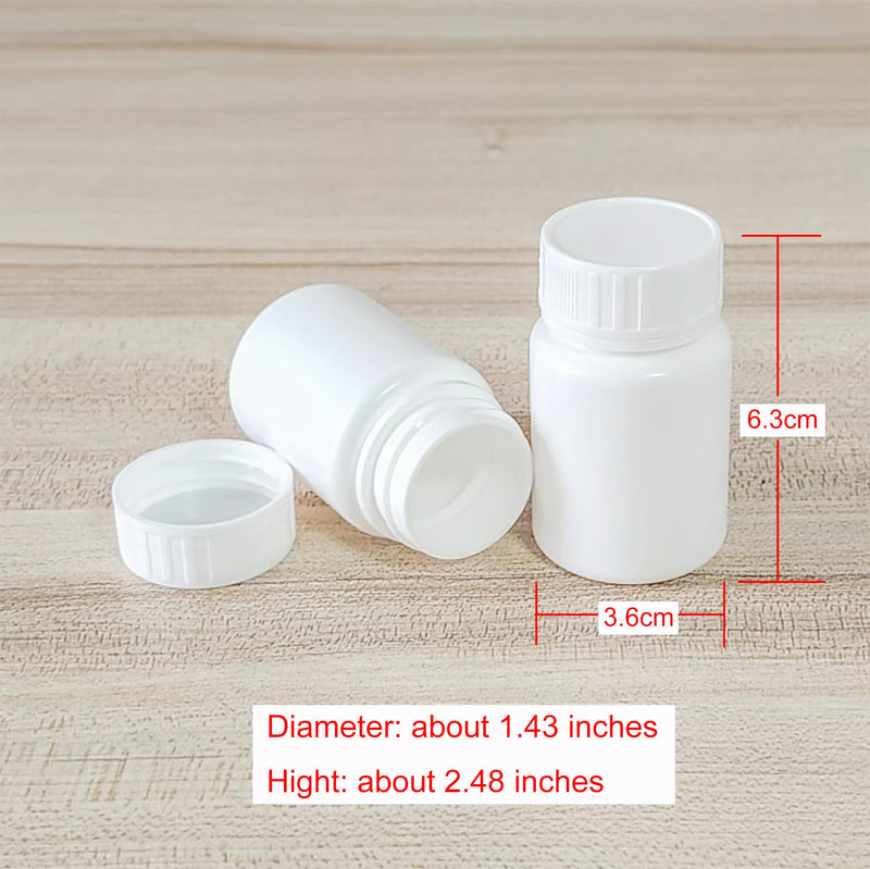 Plastic Empty Pill Bottle Organizer Medicine Vitamin Chemical Containers with Lables Caps (40ml) 40ml