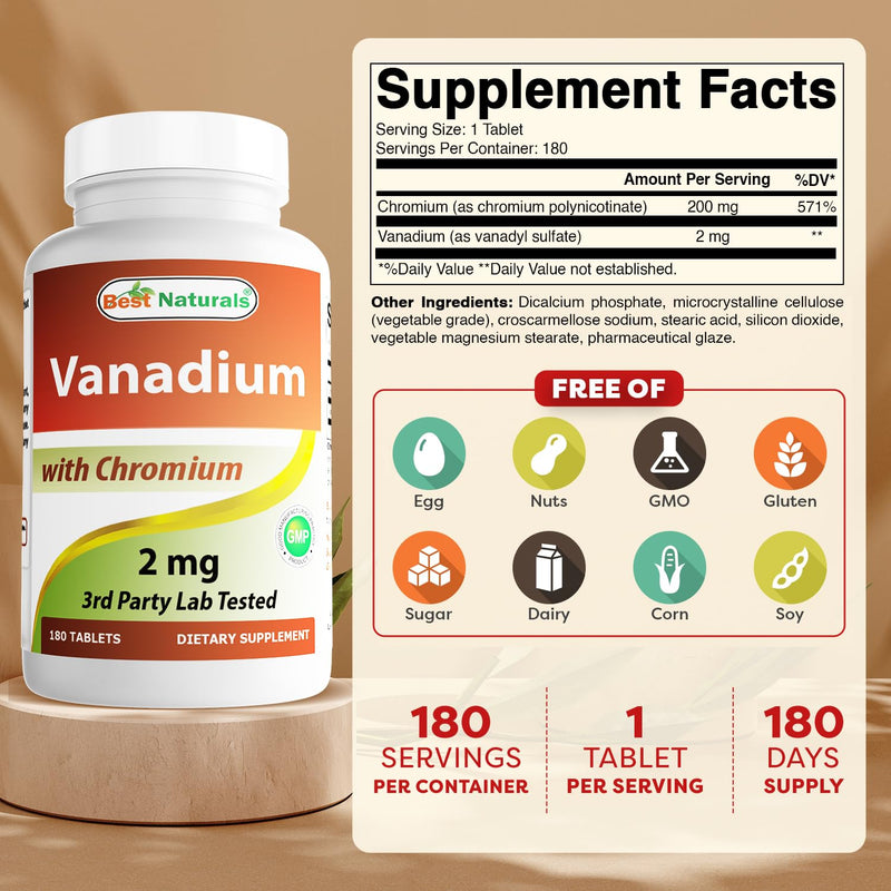 [Australia] - Best Naturals Vanadium 2 mg with Chromium Polynicotinate 200 mcg 180 Tablets 