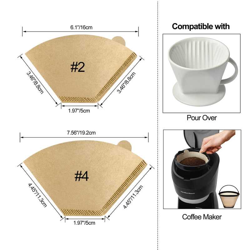 [Australia] - Cone Coffee Filters #4, Number 4 Coffee Filter 8-12 Cup for Drip Coffee Maker, Unbleached Natural (100 Count) Unbleached (#4) 100 Count 