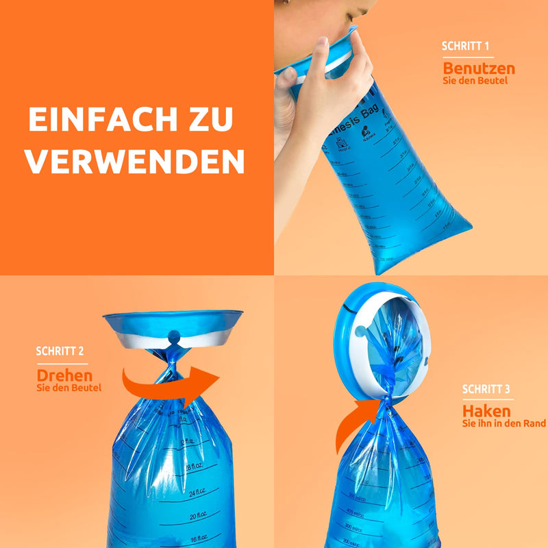 [Australia] - Hion Spit Bags with Mouthpiece Pack of 27 - Opaque, Spacious Puke Bags - Premium High Density Vomit Bags - Perfect for Motion Sickness, Pregnant Women & Taxi Drivers - Offers Safety & Comfort 