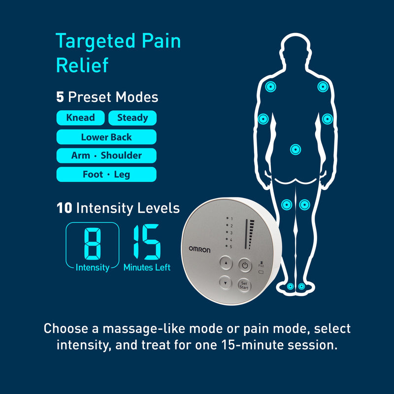 Omron Pocket Pain Pro TENS Unit Muscle Stimulator | For Drug-Free Pain Relief - Portable Electric Massager for Muscles and Joints - Includes 2 Reusable TENS Unit Pads