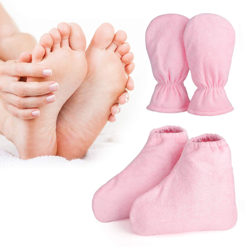 [Australia] - Paraffin Wax Gloves for Hand and Feet, Segbeauty Thick Paraffin Heated SPA Mittens Foot Liners, Gloves & Socks for Hot Wax Hand thera-py Thermal treat-ment Wax Warmer Paraffin Wax Machine Pink Thick mitts&booties-Medium-Pink 