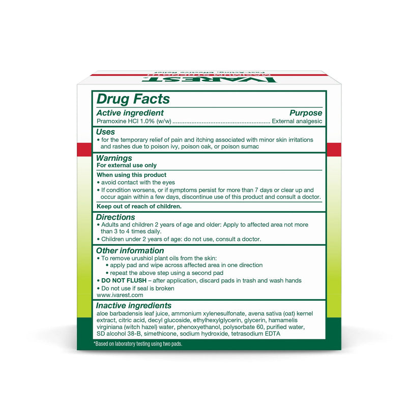 [Australia] - Ivarest Poison Ivy Oil Removal and Itch Relief Pads, 30 Count, Poison Ivy Wipes, Max Strength, Poison Plant and Insect Bite Relief, Poison Ivy, Oak, Sumac Treatment, Anti-Itch, Medicated, 30 ct. 