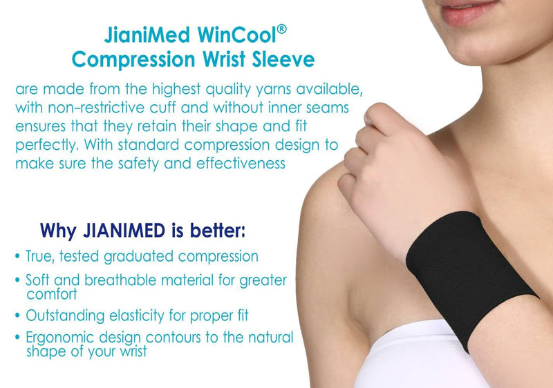 WinCool® Compression Wrist Sleeve–Lightweight, Cooling Yarn, Moisture-Wicking, Wrist Support, Pain Relief, Daily Use, Taiwan Excellence S/M Black