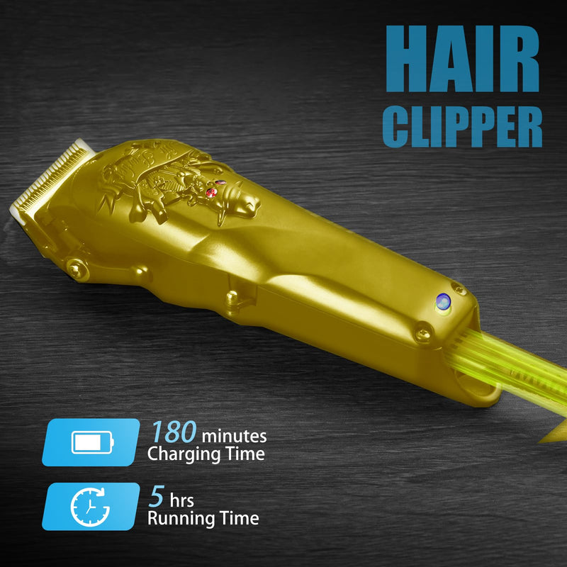 [Australia] - Hair Clippers for Men Professional - Cordless & Corded Barber Clipper for Home Hair Cutting Grooming Set, Rechargeable Mens Hair Clipper & Trimmer (Gold) Gold 