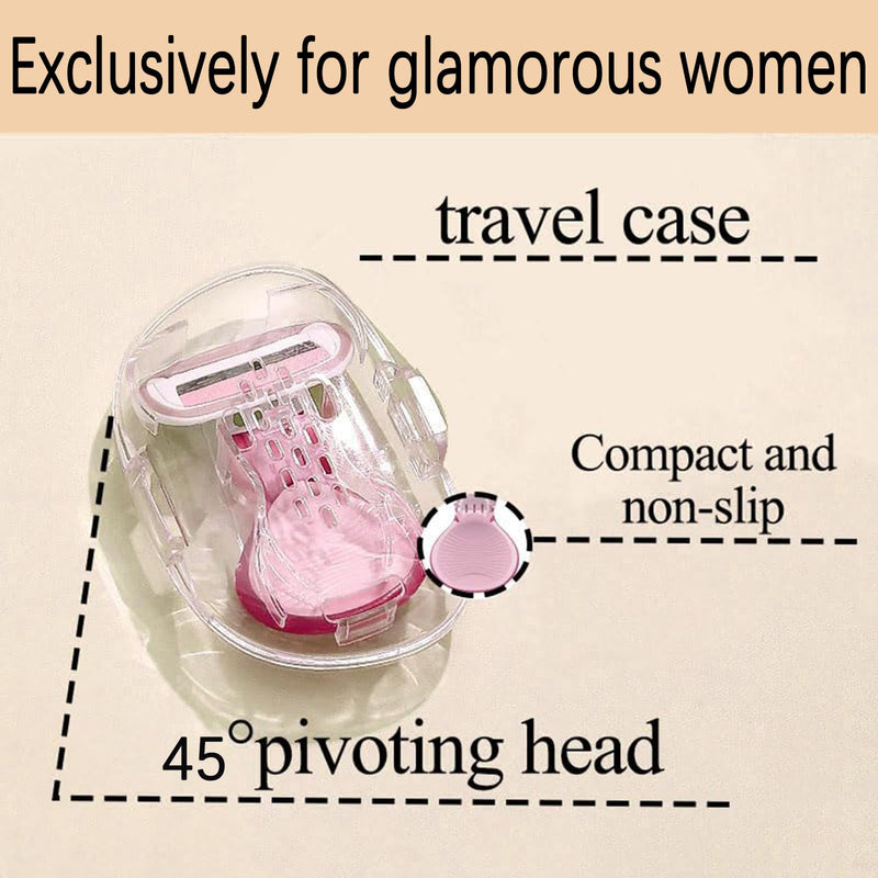 [Australia] - Travel Razors for Women, 1 Count, Sensitive Skin Travel Size Razor, 2 Mini Razor Refills, Beach Vacation Essentials Pink 