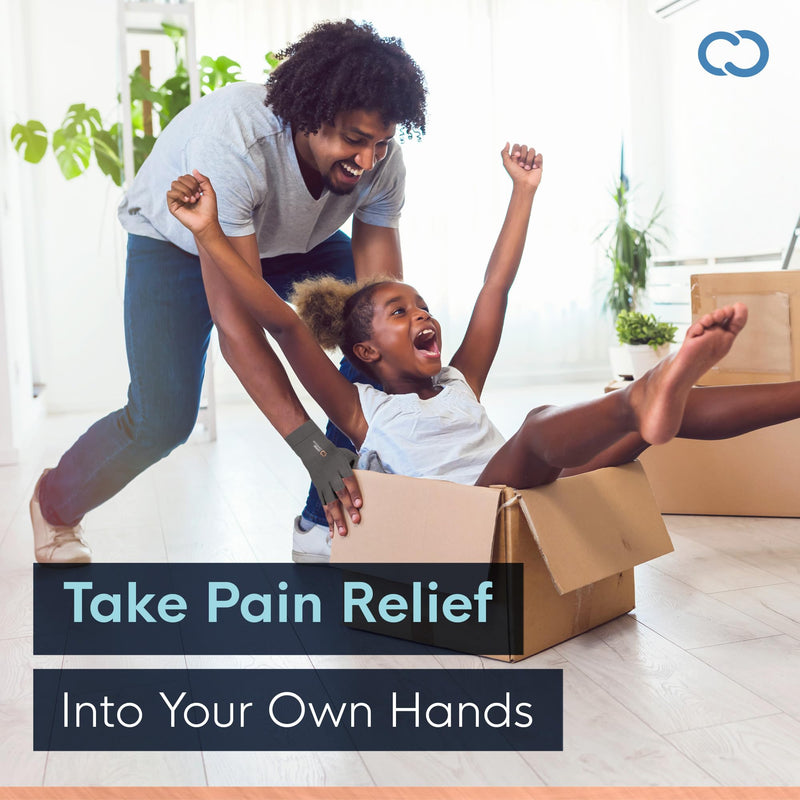 Copper Compression Arthritis Gloves | Fingerless Arthritis Carpal Tunnel Pain Relief for Men & Women | Hand Support Wrist Brace for Neuropathy, Rheumatoid, Tendonitis, Swelling, Crocheting, Typing Grey M Medium (1 Pair)