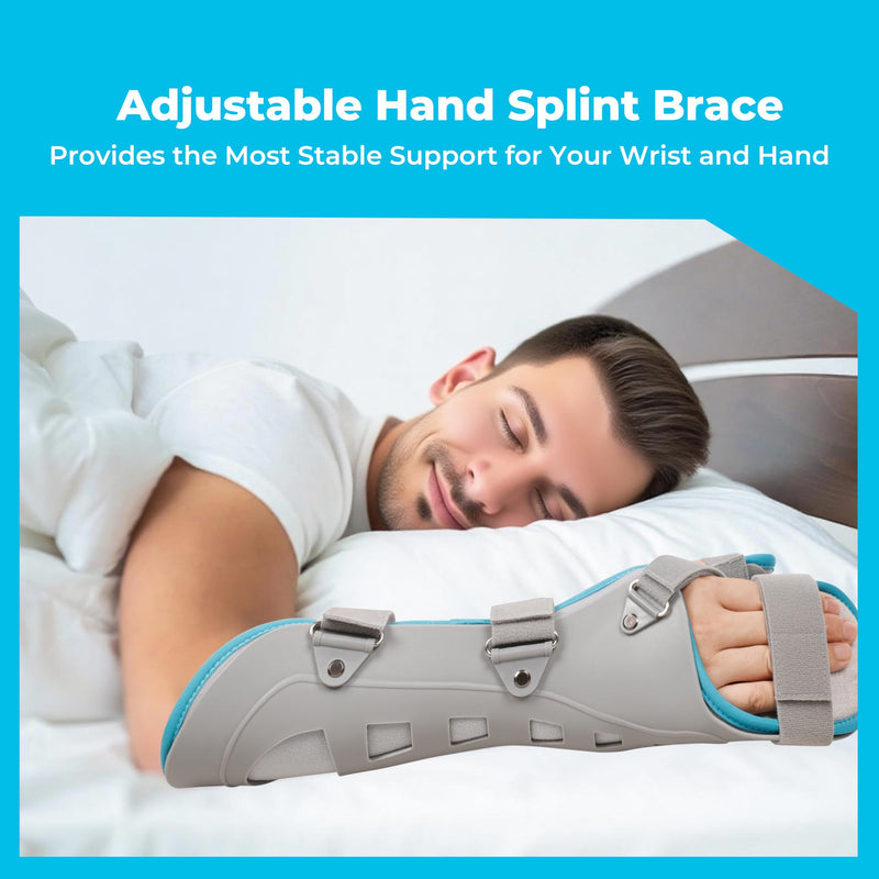 [Australia] - Hand Brace with Finger Support Hand Splint for Pain Relief Carpal Tunnel Wrist Brace Day & Night Support for Arthritis,Fracture,Sprain,Injury,Tendonitis, 16.5in (Right) Right 