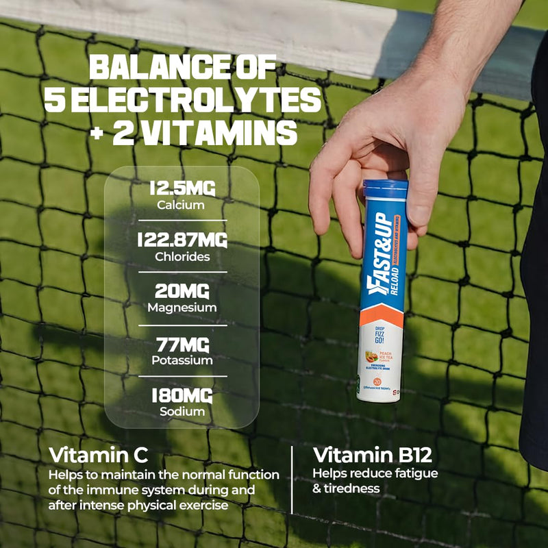Fast&Up Reload – Energising Electrolyte Drink - Variety Pack - 80 Effervescent Hydration Tablets - Added Vitamin C & B12 - Vegan 20 count (Pack of 4)