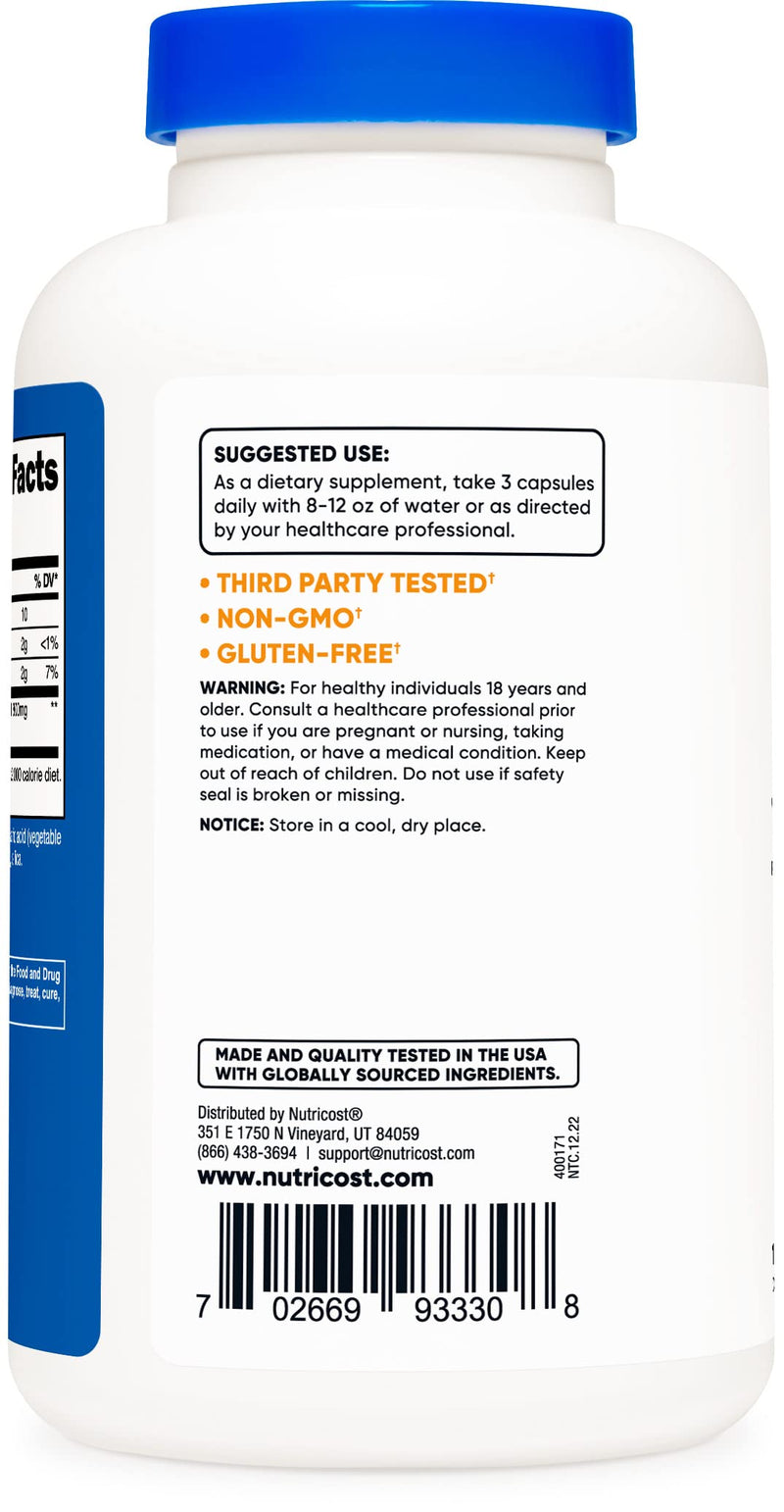 [Australia] - Nutricost Glucomannan 1,800mg Per Serving, 180 Capsules - Natural Fiber Source, Non-GMO, Gluten Free 180 Count (Pack of 1) 