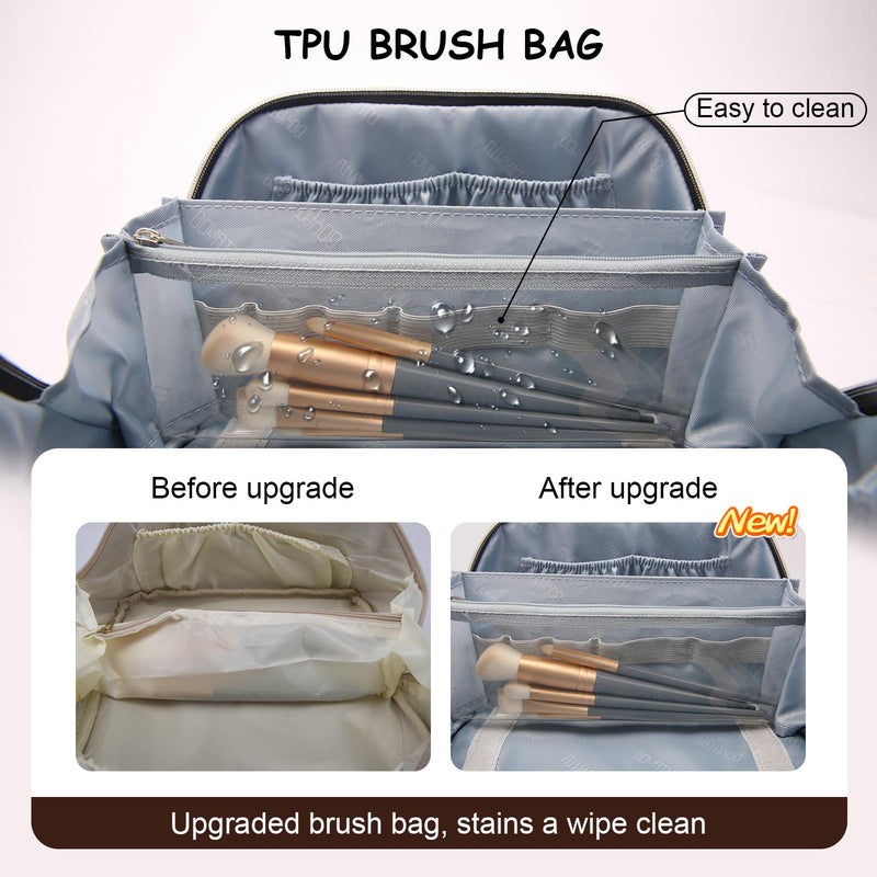 BOYATU Travel Makeup Bag Cosmetic Bags for Women: 3-Piece Makeup Bag Set (J-2-Brown)