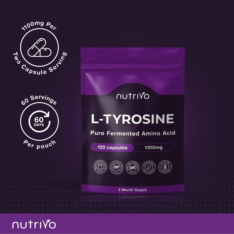 L Tyrosine 1100mg (Per 2 Capsule Serving) | 120 L-Tyrosine Capsules - 2 Months Supply | Supports Dopamine, Focus & Mental Clarity | Vegan, Non-GMO & UK Made