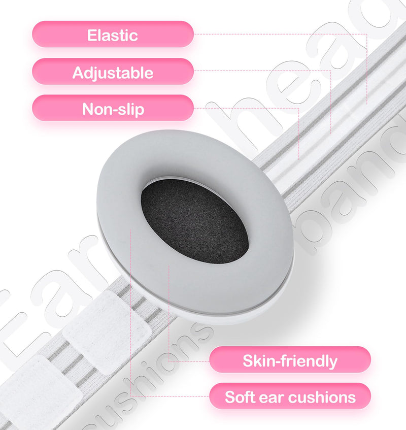 [Australia] - HZ001 Baby Hearing Protection - CE & CPC Certified for Babies up to 36 Months - with Replacement Headband Baby Earmuffs Ear Protection for Airplane, Firework Show - White 