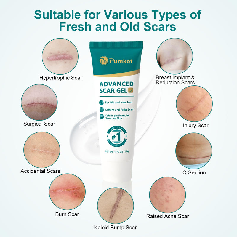 [Australia] - Silicone Scar Gel Scar Cream, Advanced Scar Gel for Surgical Scars, Scar Removal Cream for Stretch Marks, Keloid Bump Removal, Burns, Acne, Old and New Scars, 1.7 oz(50g) 50g 