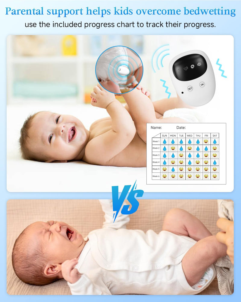 [Australia] - US-Patented Wireless Bedwetting Alarm for Boys and Girls,High Sensitivity Sensor for Deep Sleepers, USB-C Rechargeable, 3 Modes (Vibration/Sound/Combo), Split Sensor (787in), Portable Case, 20-Day Use 