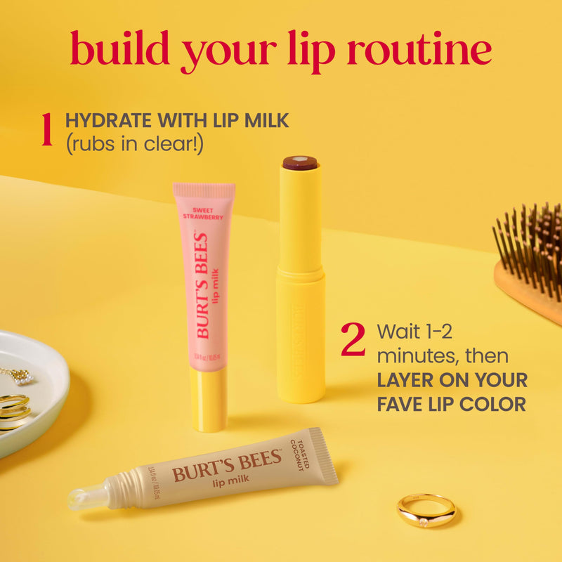 Burt’s Bees Lip Milk, Daily Lip Moisturizer, Toasted Coconut, Vitamin Enriched Moisturizing Lip Balm with Almond Milk and Jojoba Oil, Hydrating for Softer Lips, 1 Tube, 0.34 Fl Oz 1 Count (Pack of 1)