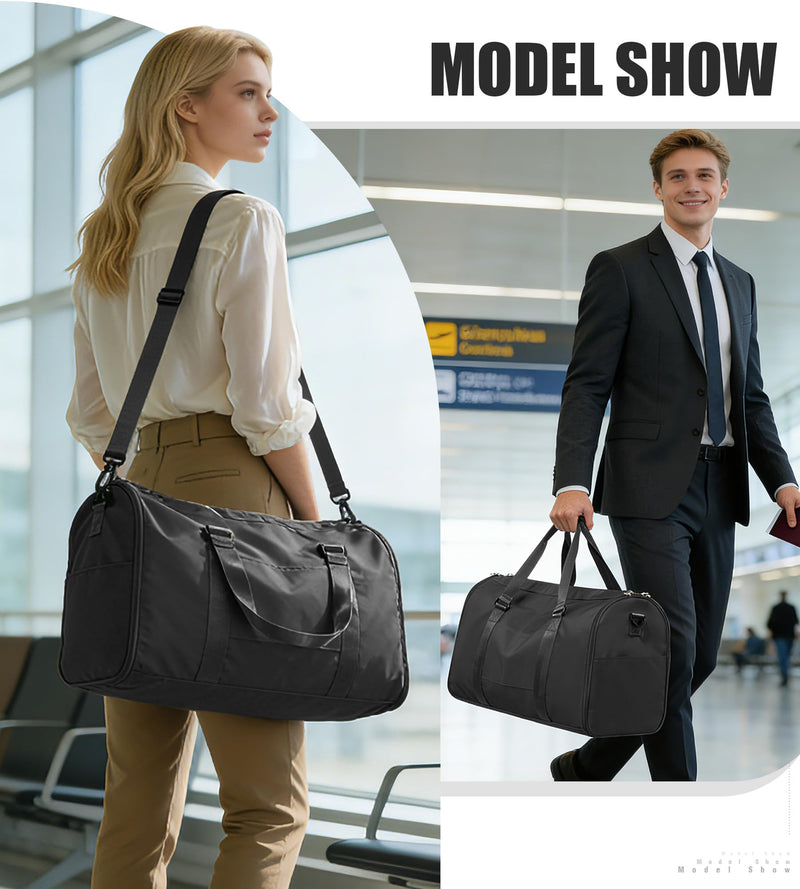 Garment Bag for Travel Duffle Carry on Spirit Airlines Personal Item Travel Bags Large Sports Tote Gym Waterproof Weekender Luggage Weekend Bags Airplanes Eessentials Women Men Black