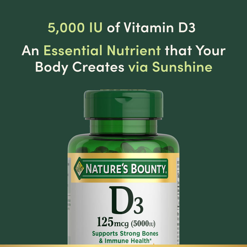 Nature's Bounty Vitamin D3 5000 IU Softgels, 240 Count 240 Count (Pack of 1)