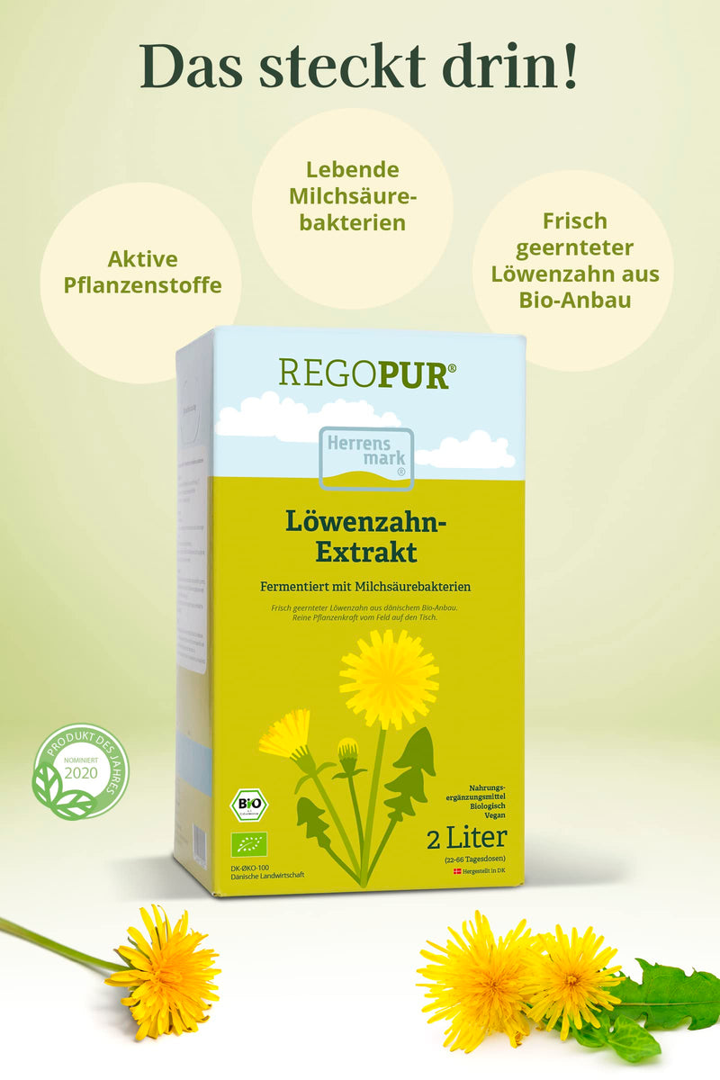 [Australia] - REGOPUR organic dandelion extract, 1 liter I 100% vegan, fermented & without additives I daily dietary supplement or 3-month treatment 1 l (pack of 1) REGOPUR 