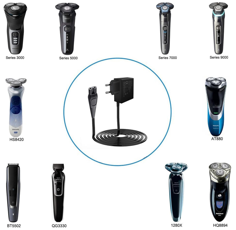 [Australia] - 15V Shaver Charger Suitable for Philips Shaver Charging Cable Norelco HQ8505 3000 5000 7000 9000 Series mg5750 mg7790 mg7720 Beard Trimmer Cable 