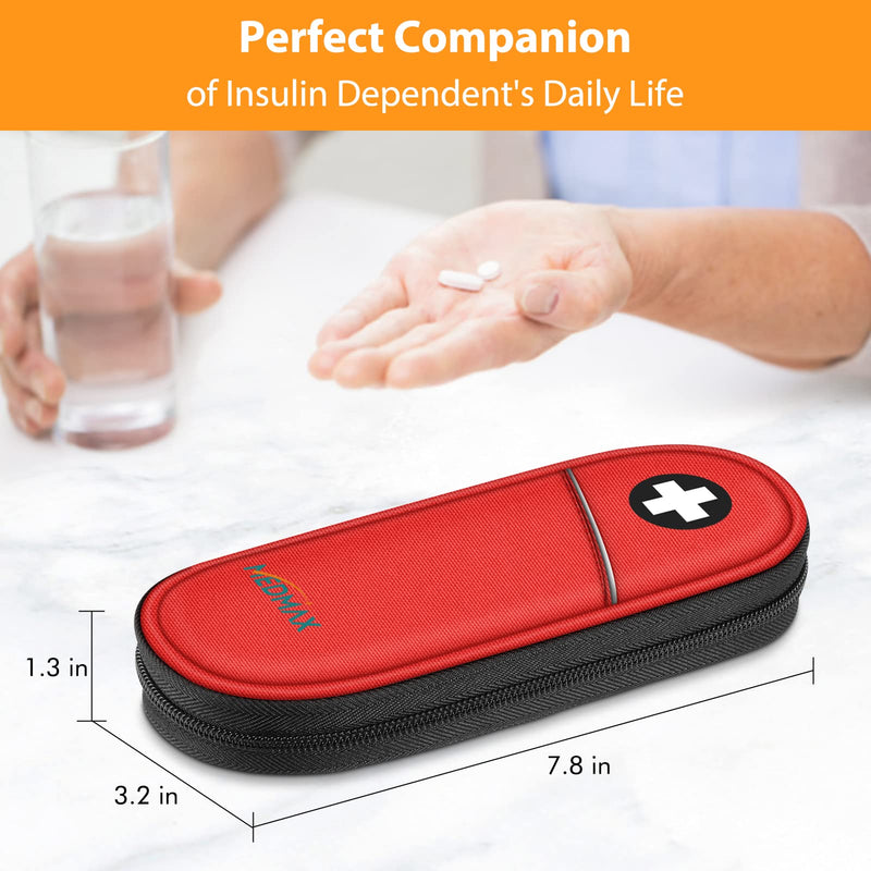[Australia] - MEDMAX Insulin Cooler Bag with 2 Ice Packs - Diabetic Bag Water-Repellent Insulated Medicine Bag Portable Cooler Bag for Insulin Pen and Other Diabetic Accessories (Red) Eg -Red 