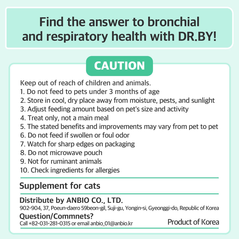 Dr.by Cat Breath Bronchial Supplements - Cat Nose Relief Sneezing runny Nose Drops Respiratory Function & Immune Support with TF-343-30 Individually Packaged (1 Pack (30 Count)), Chicken - PawsPlanet Australia