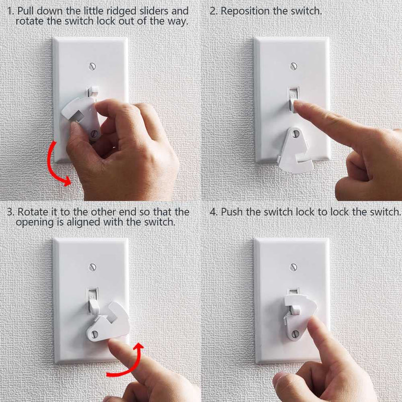 [Australia] - Toggle Light Switch Guard, ILIVABLE Child Proof Switch Plate Cover Rotary Lock Protects Your Lights from being Accidentally Turned On or Off by Children and Adults (White, 2 Pack) 