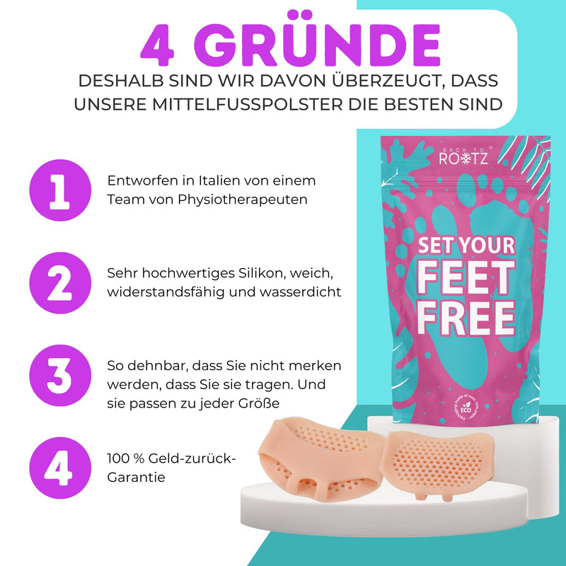 [Australia] - 4x metatarsal pads for men and women. Soft silicone gel foot pads, pain relief for high heels and work shoes 