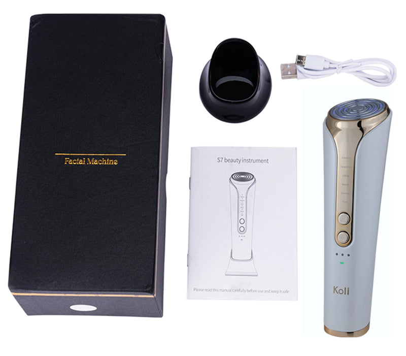 Skin Firming RF Facial Device, 6-in-1 Beauty Device for Home Use, 5-Level Skin Rejuvenation and Toning Tool for a Radiant Glow