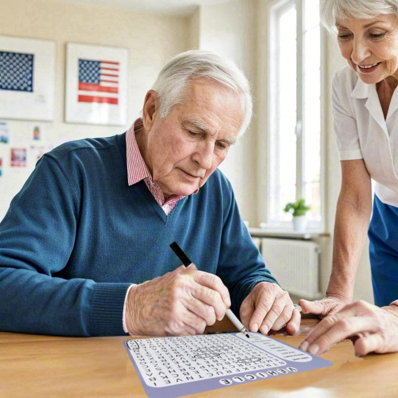 [Australia] - 12 Pcs Reusable Word Search Cards for Dementia Game-Dementia Activities for Seniors with Alzheimer's-Elderly Alzheimer's Toys-Large Print Word Search Books for Grandpa 