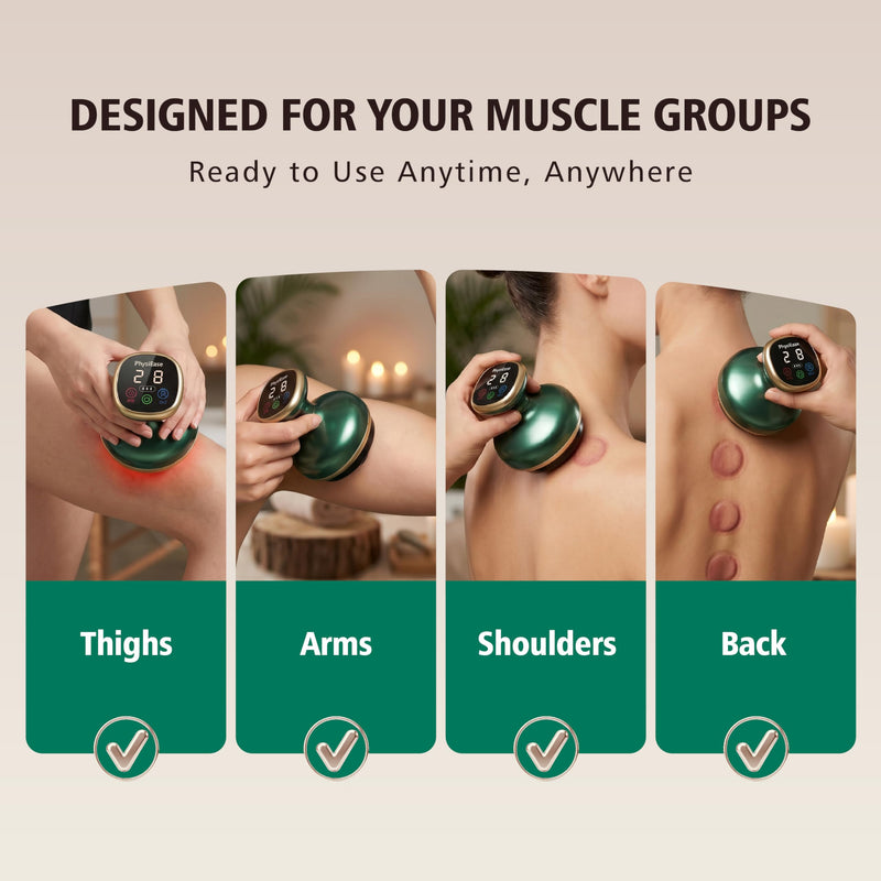 Electric Cupping Massager, 9-Level Suction & Heat for Back | Deep tissue massage; soothing muscle; body sculpting; gua sha scraping; compact for home & travel