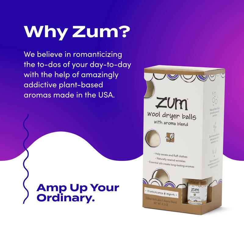 [Australia] - Indigo Wild Zum Laundry Dryer Balls Kit - Wool Laundry Balls for The Dryer - Essential Oil Spray - Reusable Drying Balls for Laundry - Frankincense & Myrrh - (3 Dryer Balls, 1 Aroma Blend) 